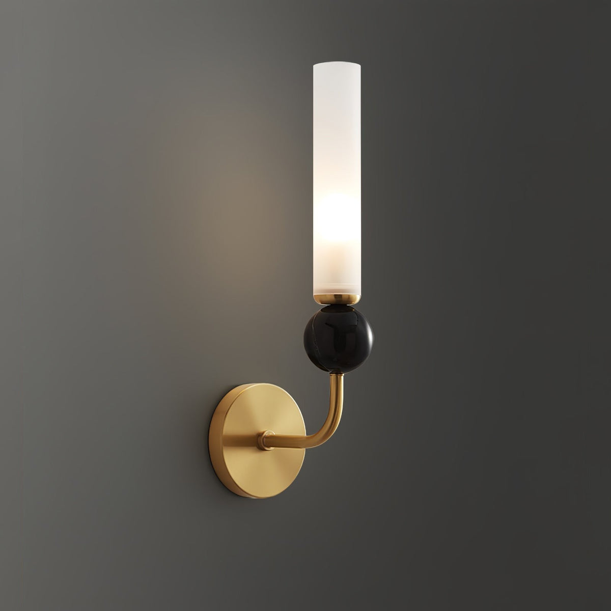 Aljezur Model A brass body with green marble ball, front view