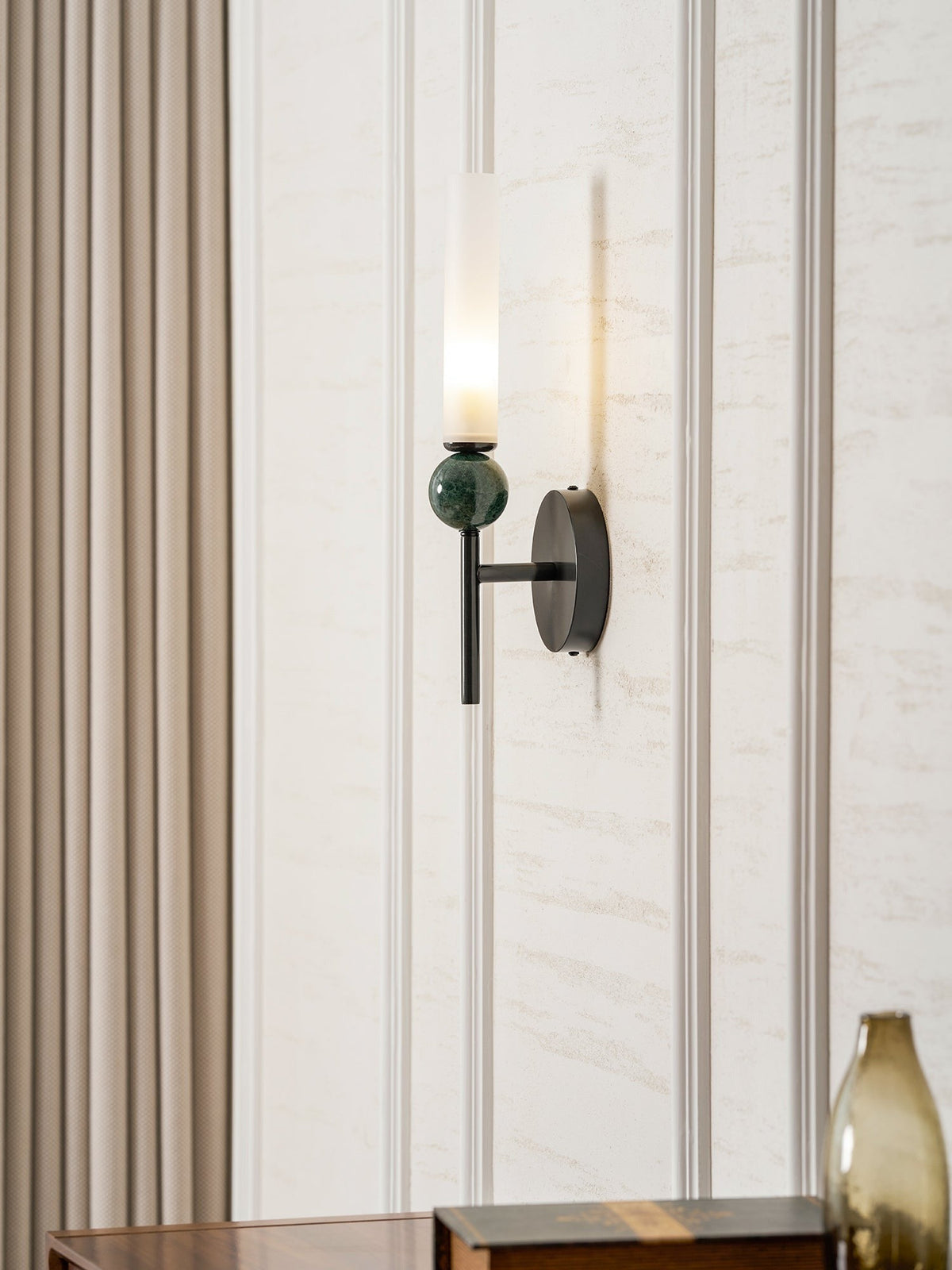 Aljezur wall sconce black marble veining close-up detail