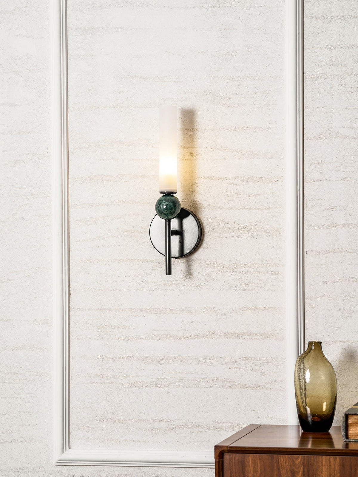 Aljezur wall sconce in den or lounge area, moody lighting