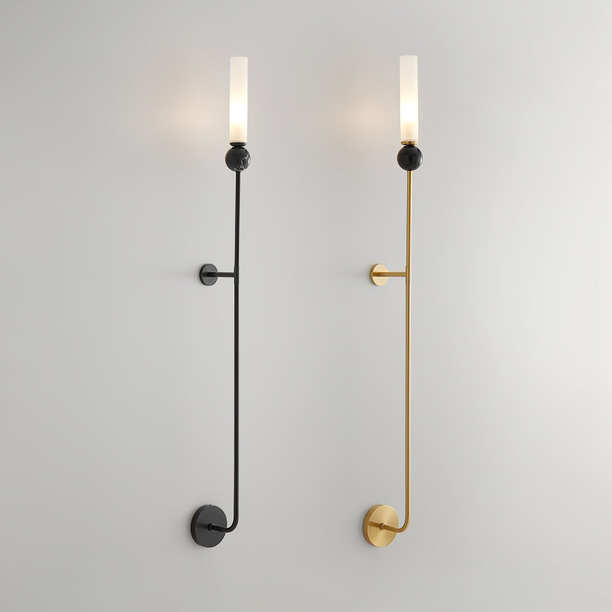 Aljezur wall sconce showing depth and wall clearance, mounted view