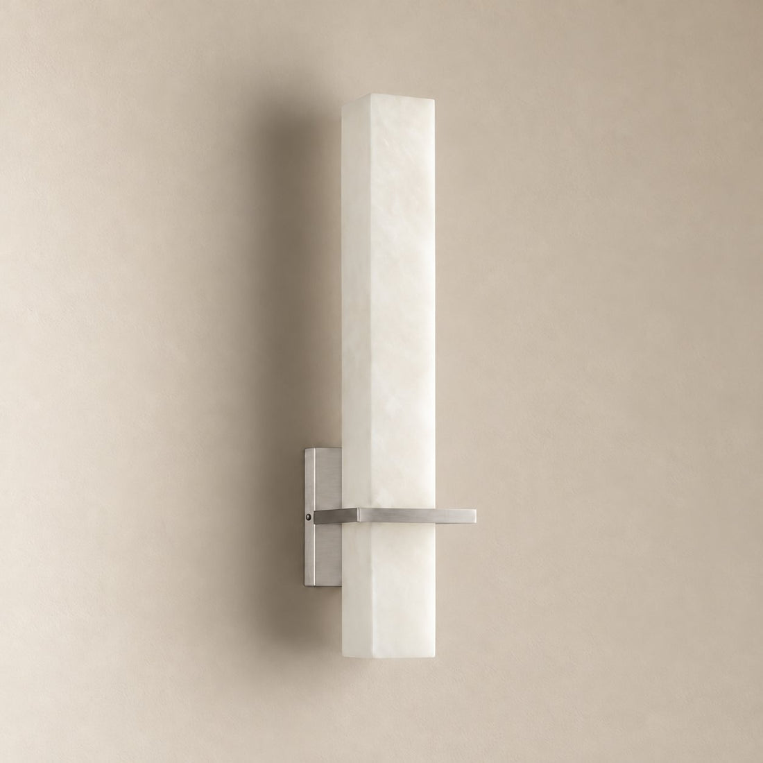 Vertical Alabaster Wall Sconce Brass Finish Linear Rectangular Hardwired Indoor Lighting