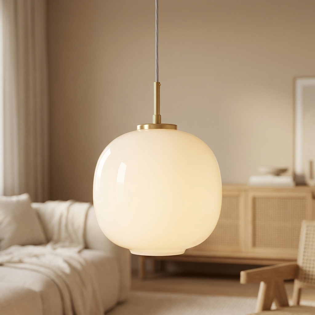 Nordic Opal Globe Pendant Light — Milky White Glass Ceiling Lamp