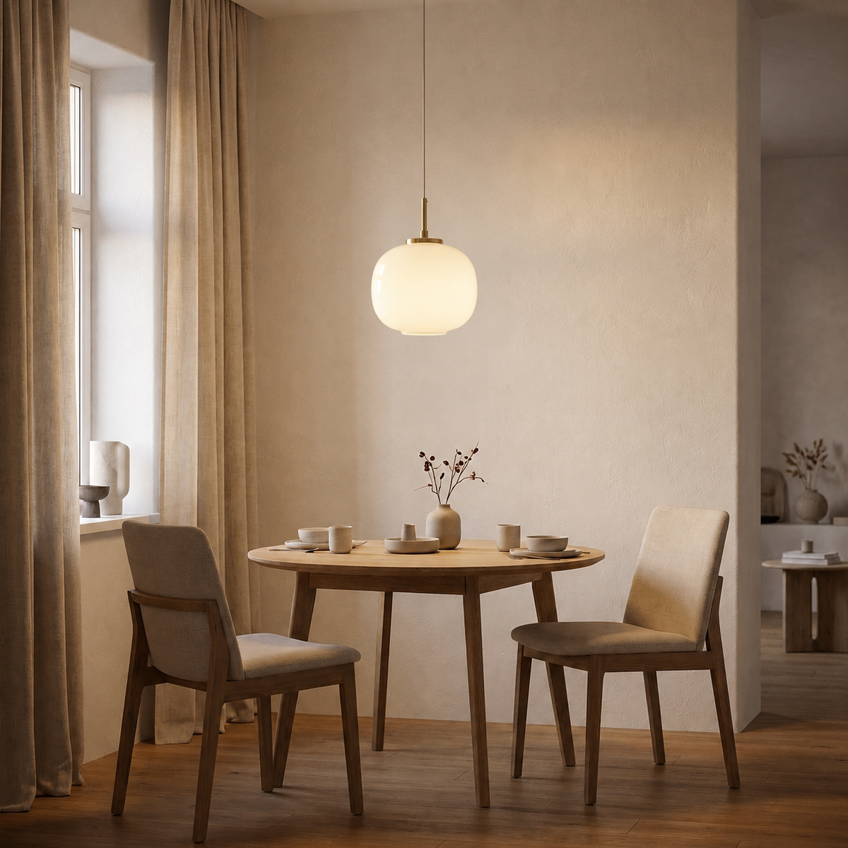 Nordic Opal Globe Pendant Light — Milky White Glass Ceiling Lamp