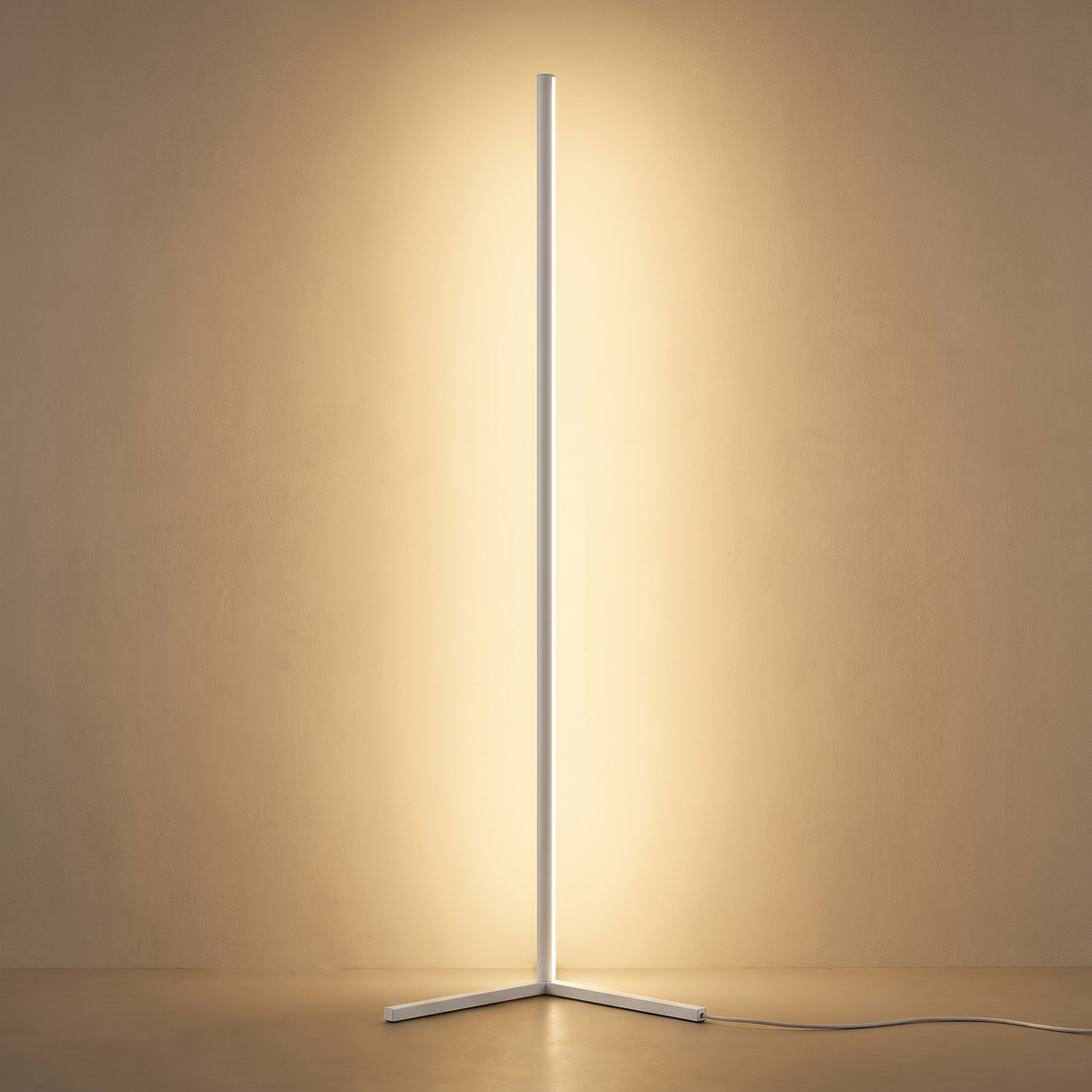 Tricolour Floor Lamp with Remote Control — Dimmable Warm Light – White