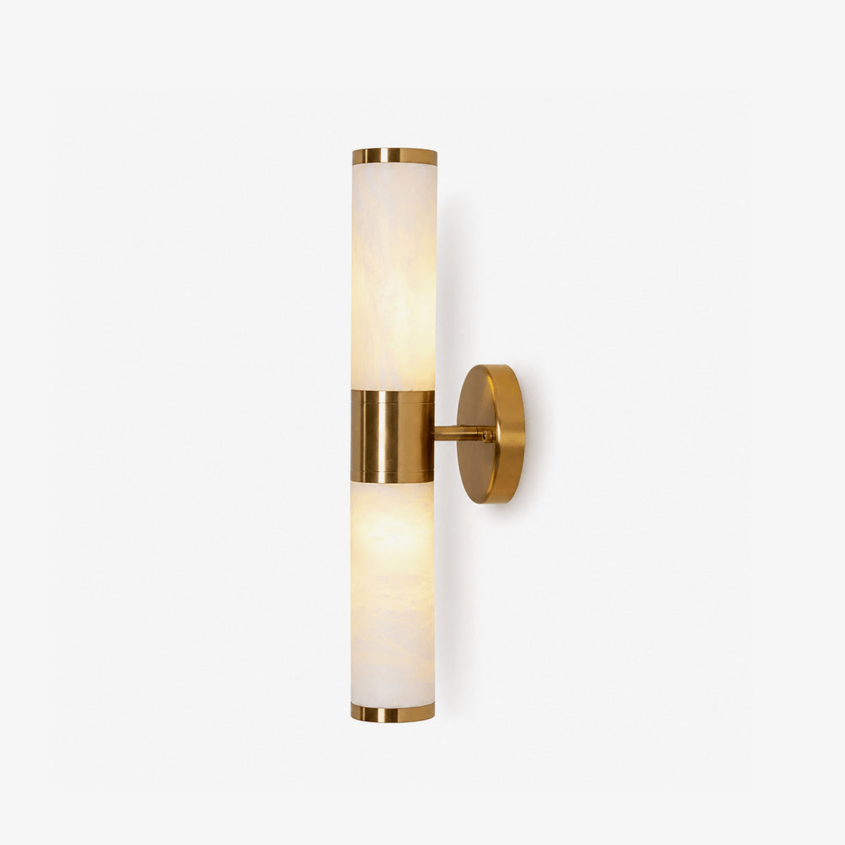 Beja dual-shade alabaster wall sconce, studio front view