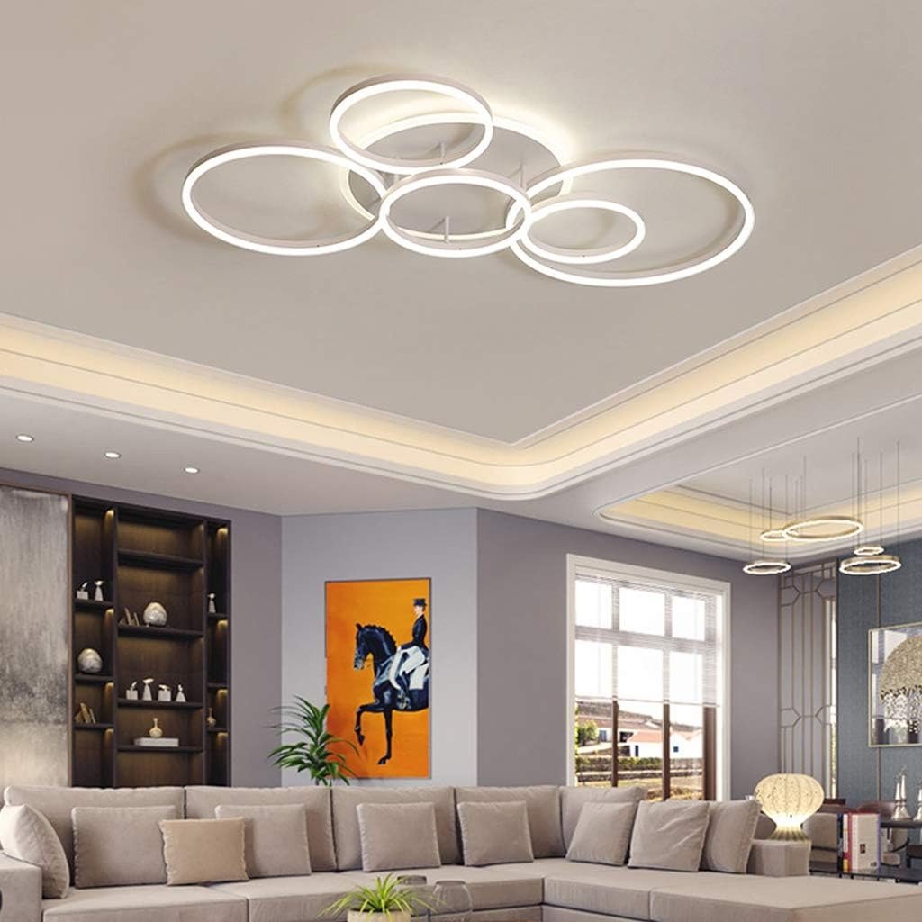 Circle Interlocking Ring LED Flush Mount – 5 Lights, White