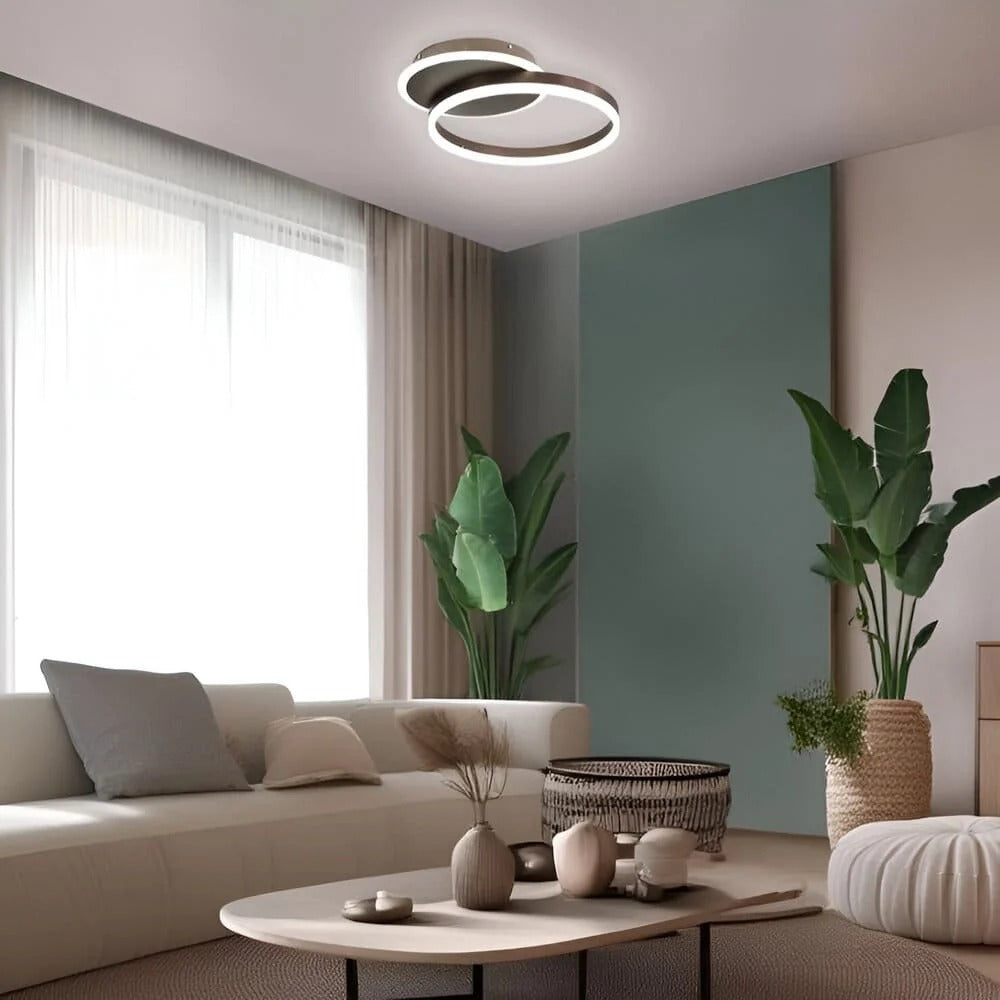 Circle Interlocking Ring LED Flush Mount – 2 Lights, Black