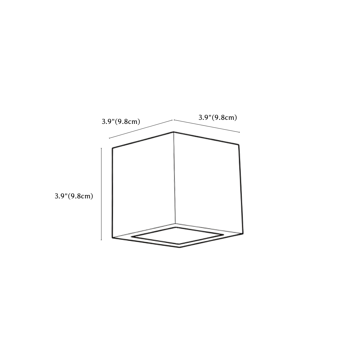 Clérachic wall light dimension drawing, every measurement marked in centimetres and inches.