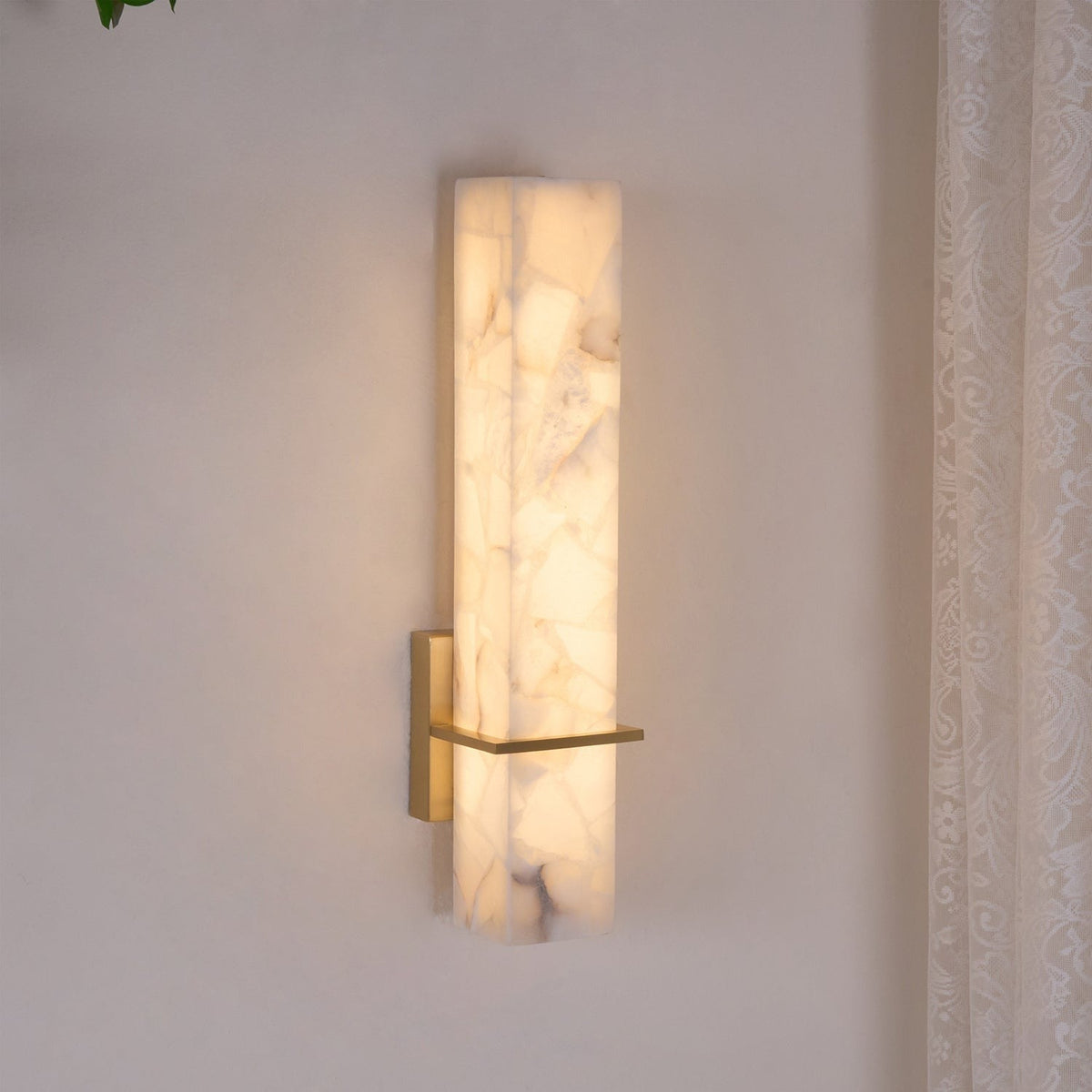 Close-up detail of alabaster shade translucent white surface
