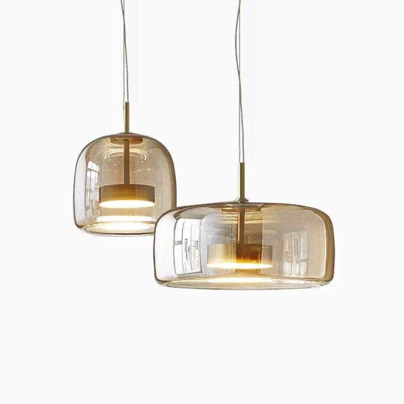 Modern Glass Pendant Light Amber Smoked Clear Dome LED Hanging Lamp Kitchen Island 9-13 Inch