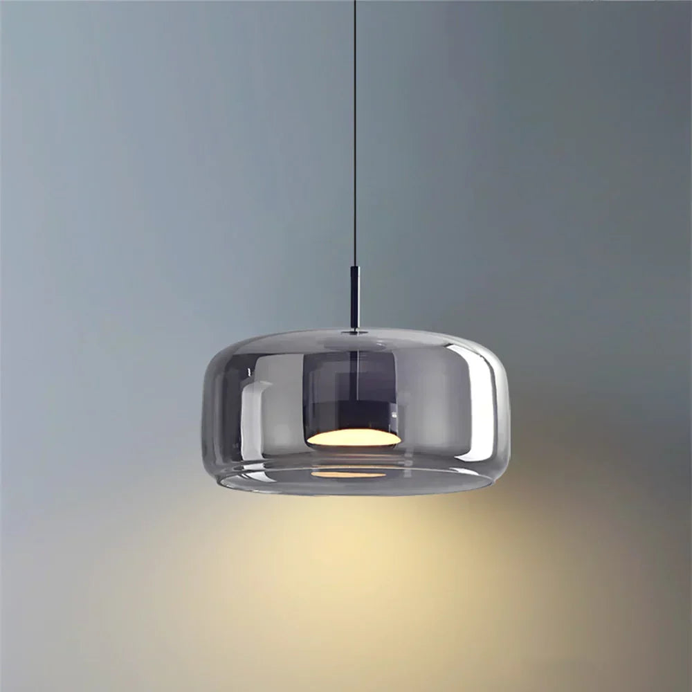 Modern Glass Pendant Light Amber Smoked Clear Dome LED Hanging Lamp Kitchen Island 9-13 Inch