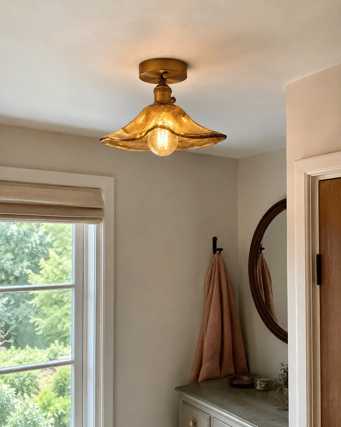 Evangeline | Amber Glass Ceiling Lamp - Luma House