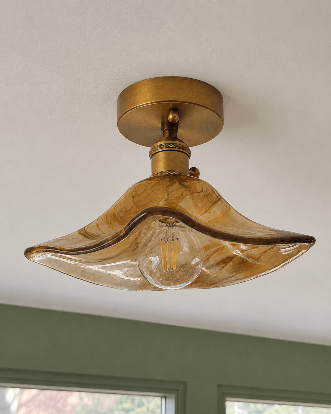 Evangeline | Amber Glass Ceiling Lamp - Luma House