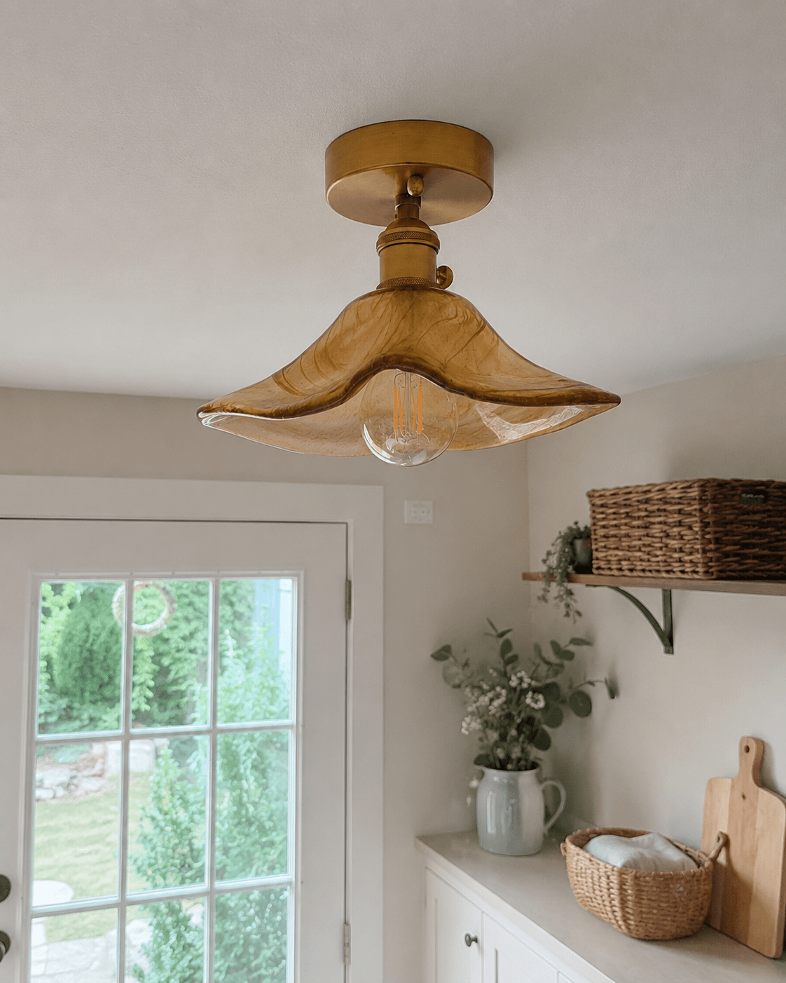 Evangeline | Amber Glass Ceiling Lamp - Luma House