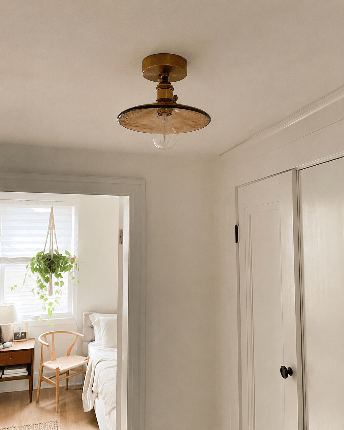 Evangeline | Amber Glass Ceiling Lamp - Luma House