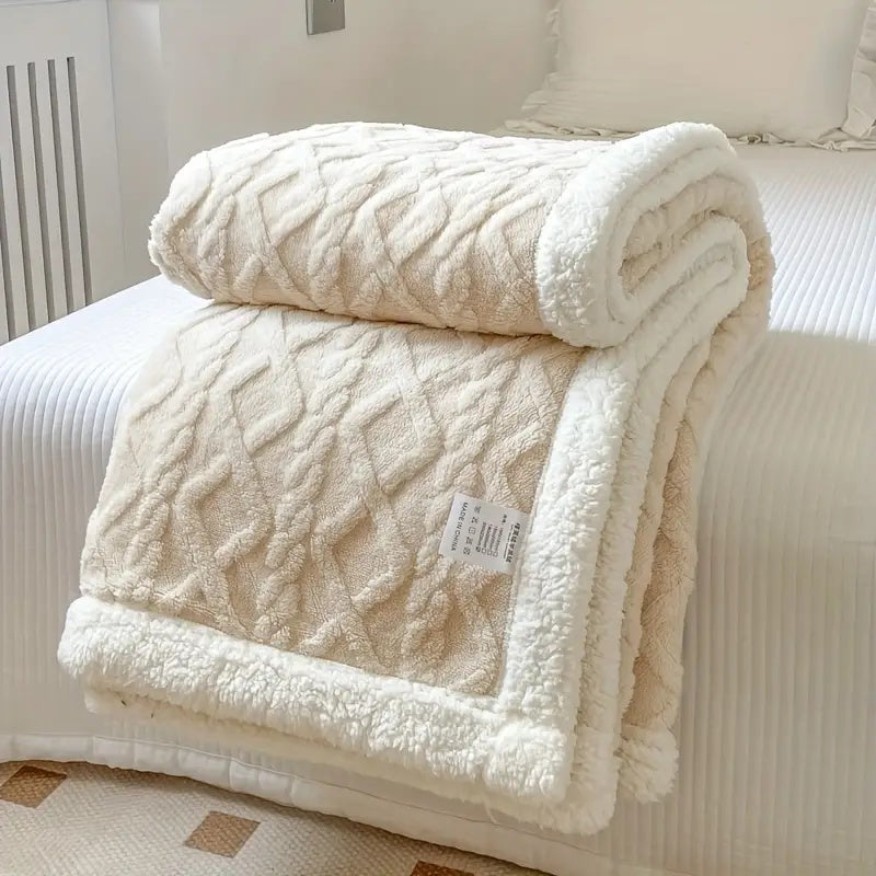 Heavyweight Sherpa Fleece Blanket - Creamy White