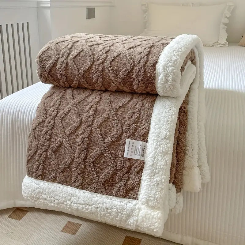 Heavyweight Sherpa Fleece Blanket - Espresso