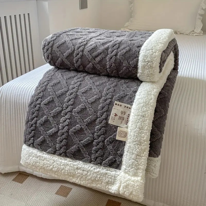 Heavyweight Sherpa Fleece Blanket - Charcoal