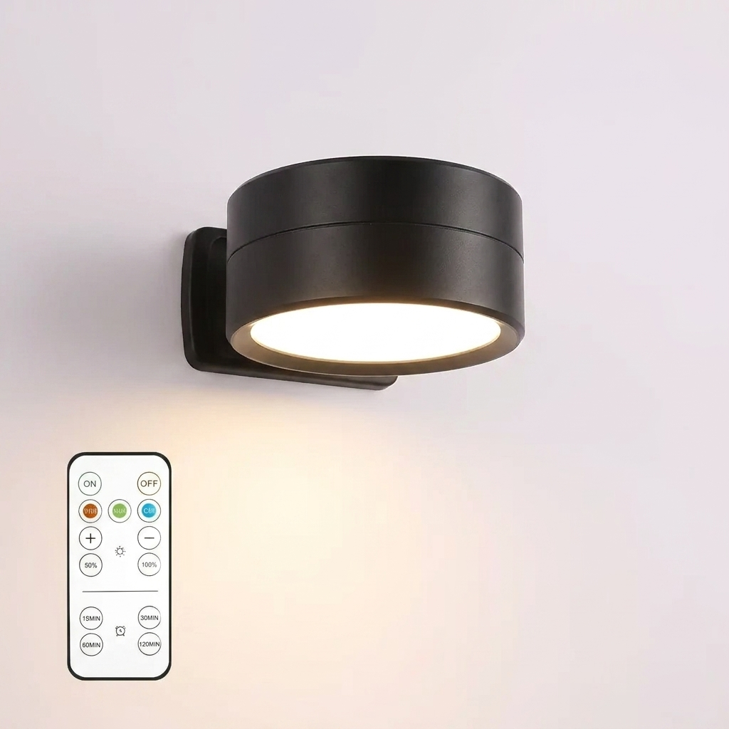 Magnetic 360 degree rotating picture light, wall mounted and lit