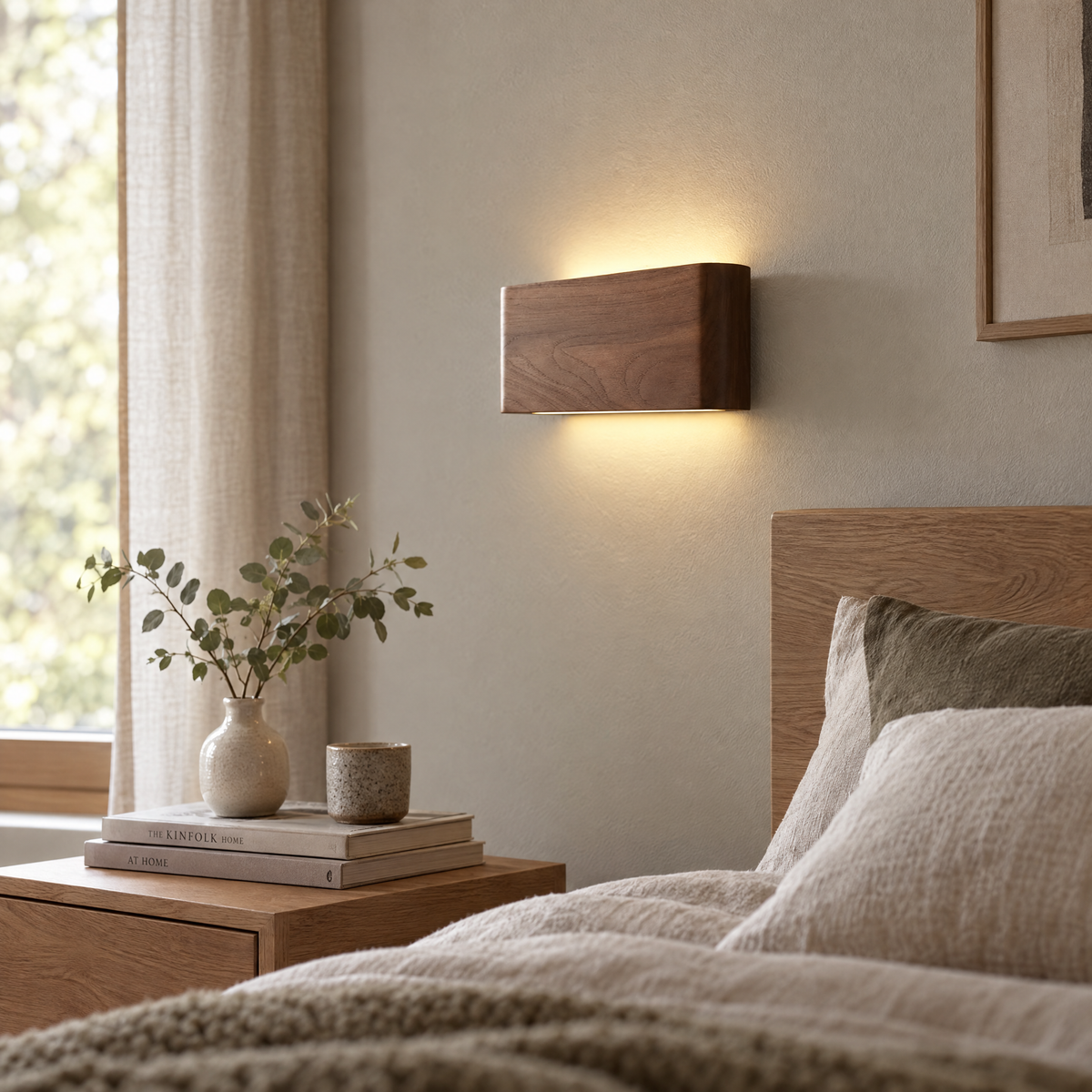Modern Wooden Wall Light with 3 Color Temperatures | lifestyle