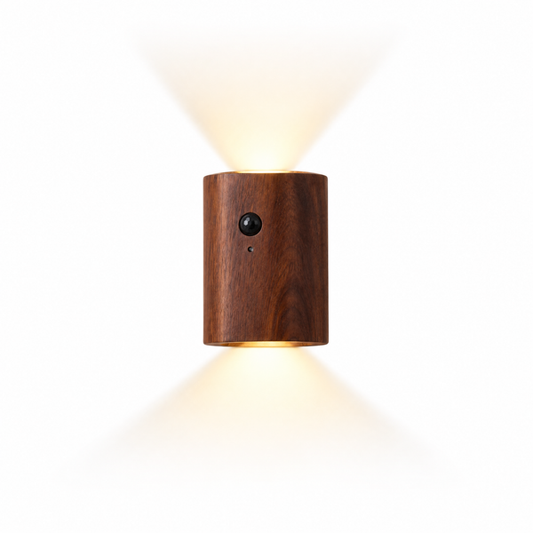 Rechargeable Lamp Wooden Motion Sensor Up Down Wall Sconce Cordless Night Light