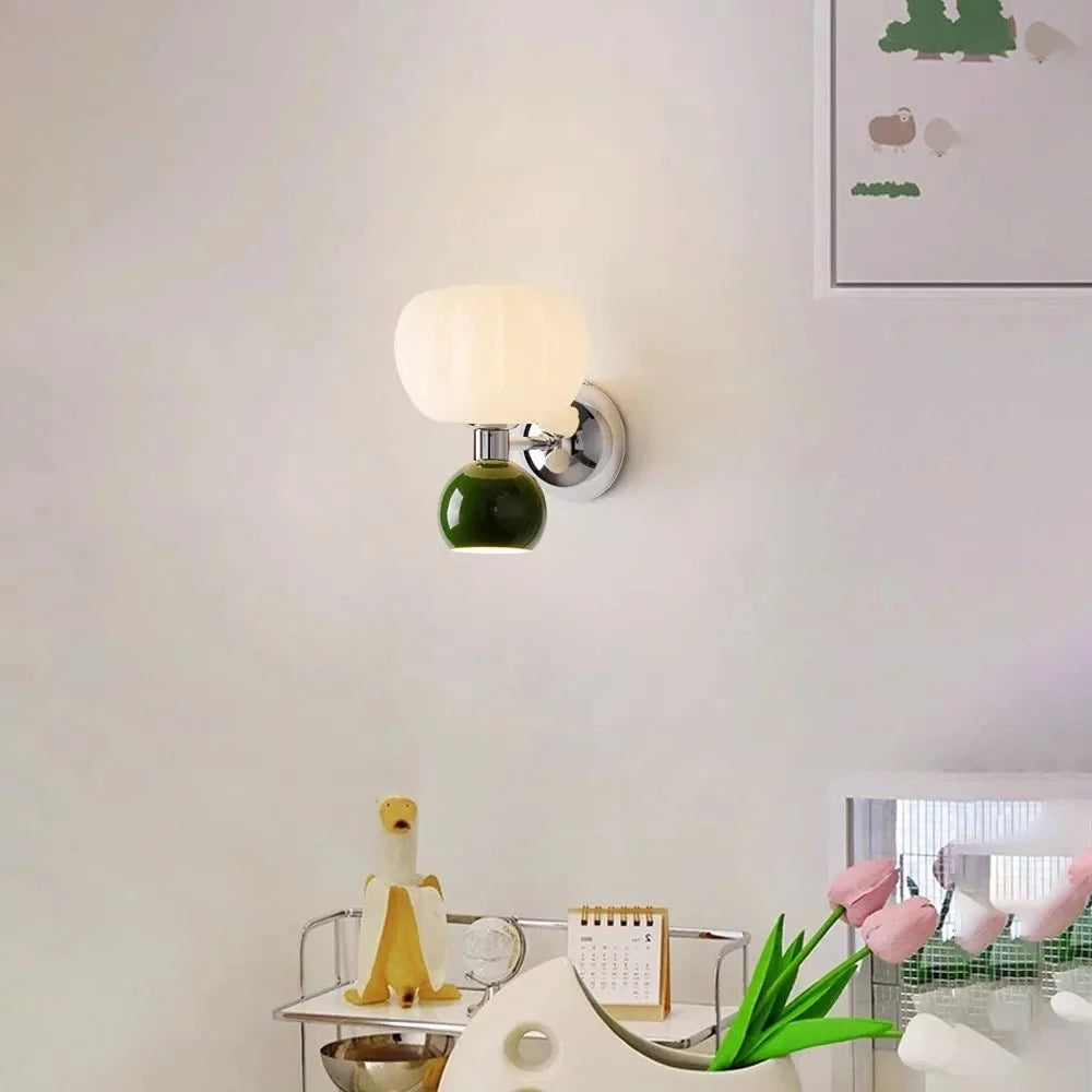 Isadora | Ribbed Pumpkin Wall Sconce in Moulded Resin and Iron - Luma House