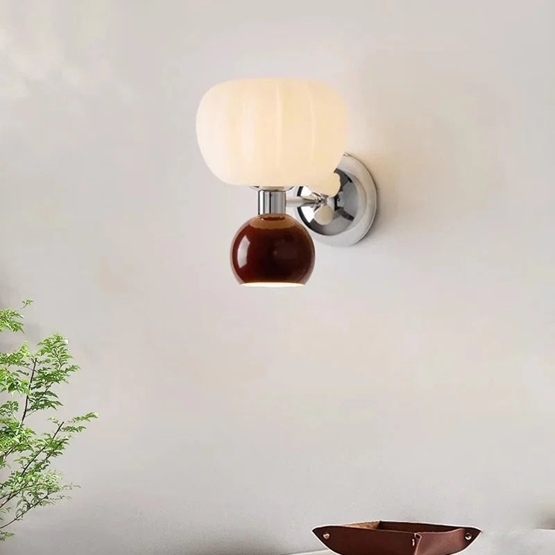 Isadora | Ribbed Pumpkin Wall Sconce in Moulded Resin and Iron - Luma House