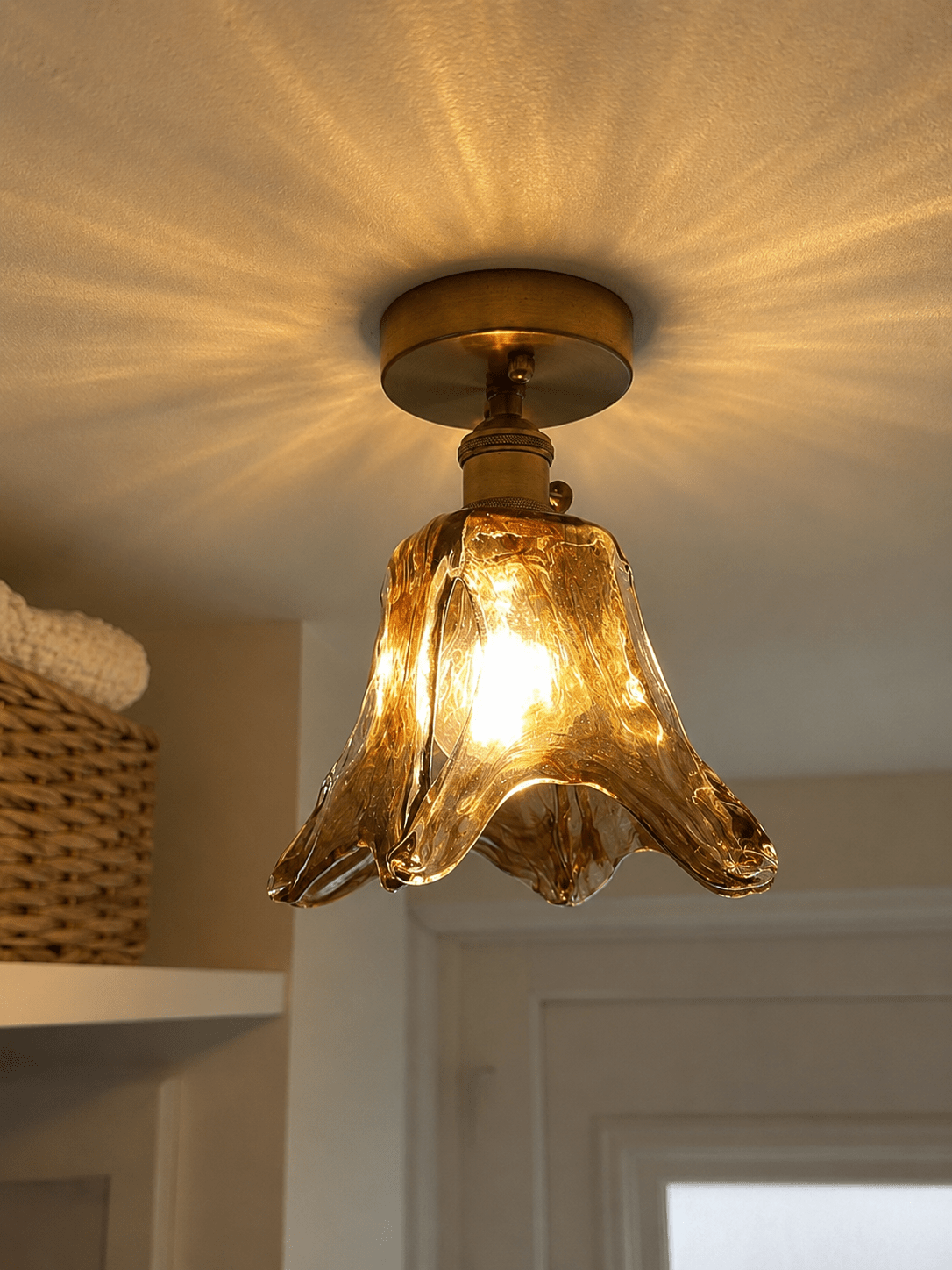 Josephine | Ruffled Amber Glass Ceiling Lamp - Luma House