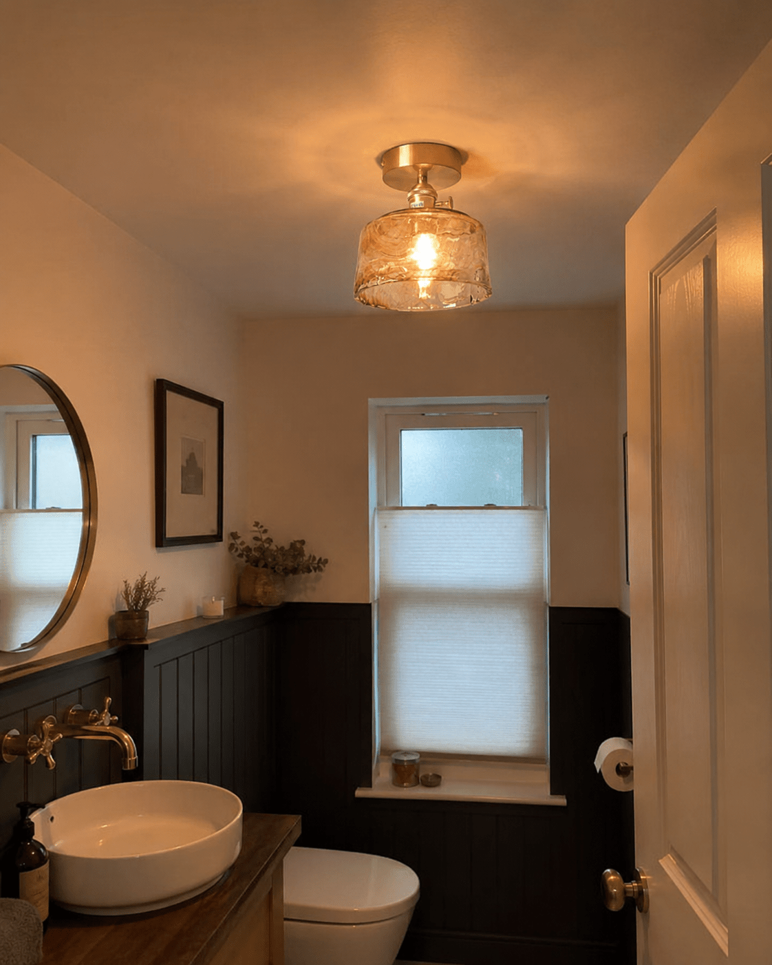 Josephine | Ruffled Amber Glass Ceiling Lamp - Luma House