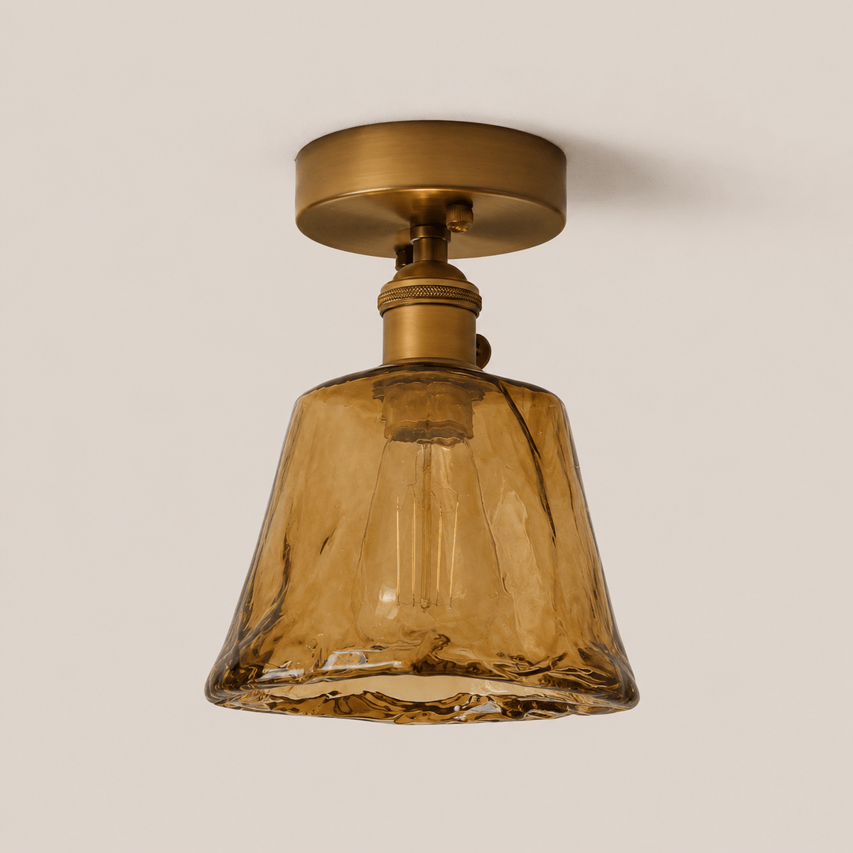 Josephine | Ruffled Amber Glass Ceiling Lamp - Luma House
