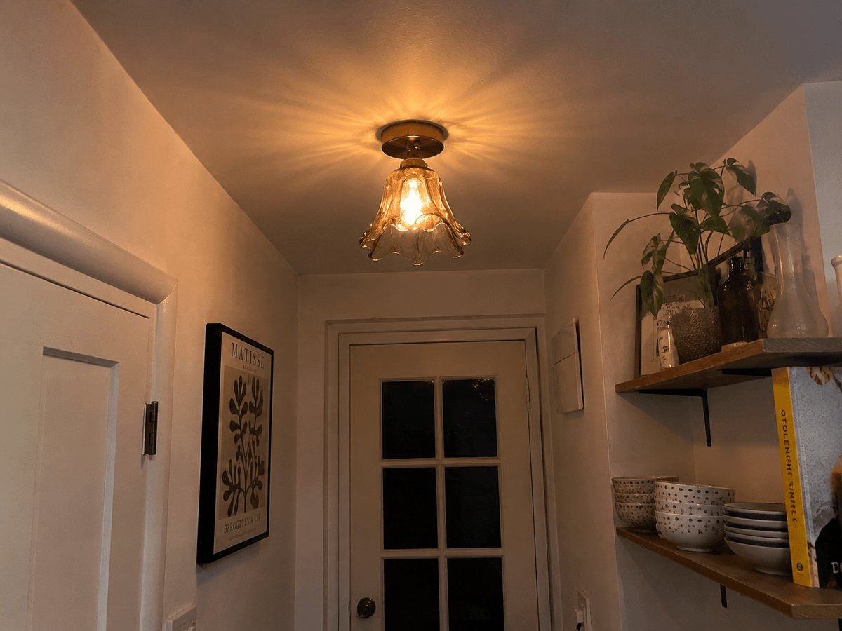 Josephine | Ruffled Amber Glass Ceiling Lamp - Luma House