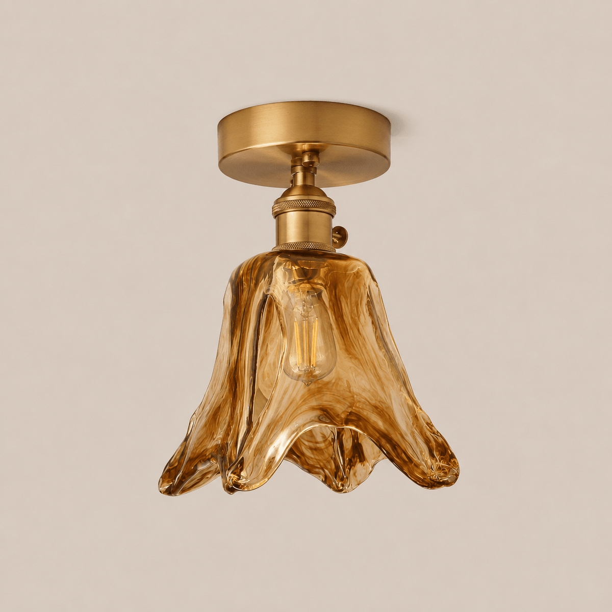 Josephine | Ruffled Amber Glass Ceiling Lamp - Luma House