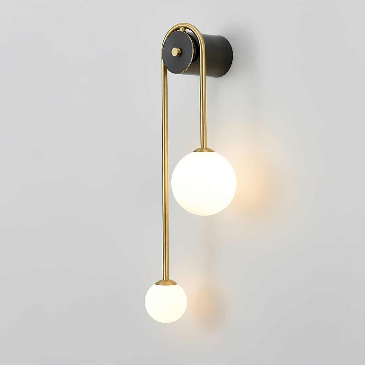 Large white glass shade detail on Alcoutim sconce