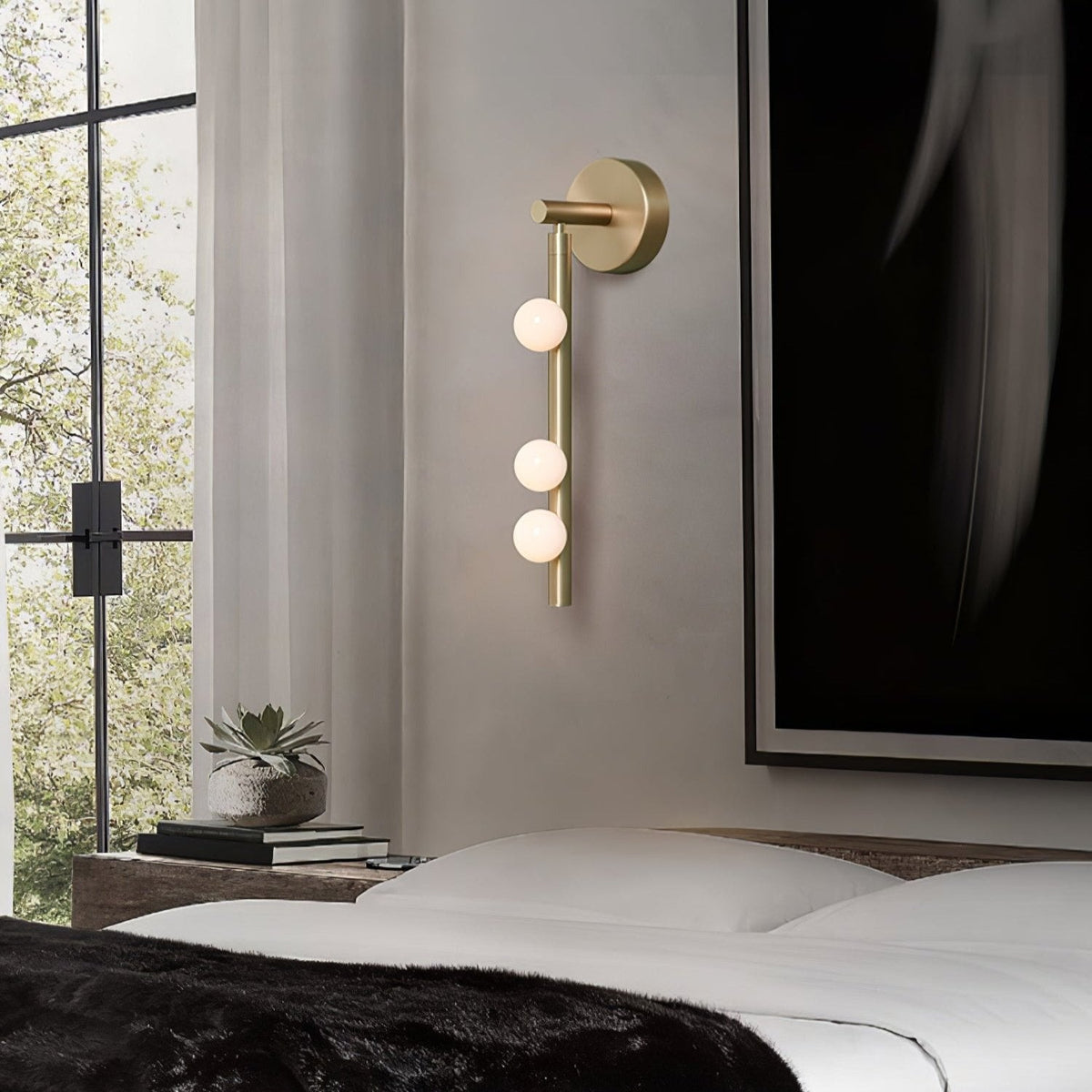 Lifestyle room setting with Vouga four-head sconce