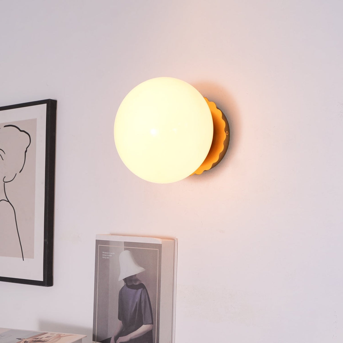 Marshmallow sconce lifestyle shot in bathroom
