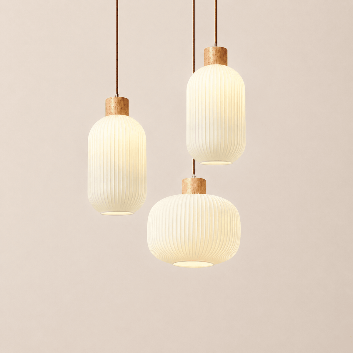 Mei | Ribbed Glass Lantern Pendant - Luma House