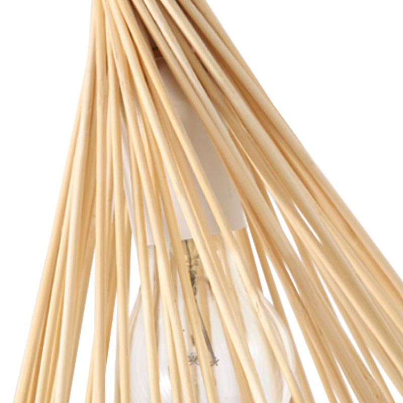 Woven Pendant Light Bamboo Cone Shade Tapered Hanging Ceiling Fixture Kitchen Dining