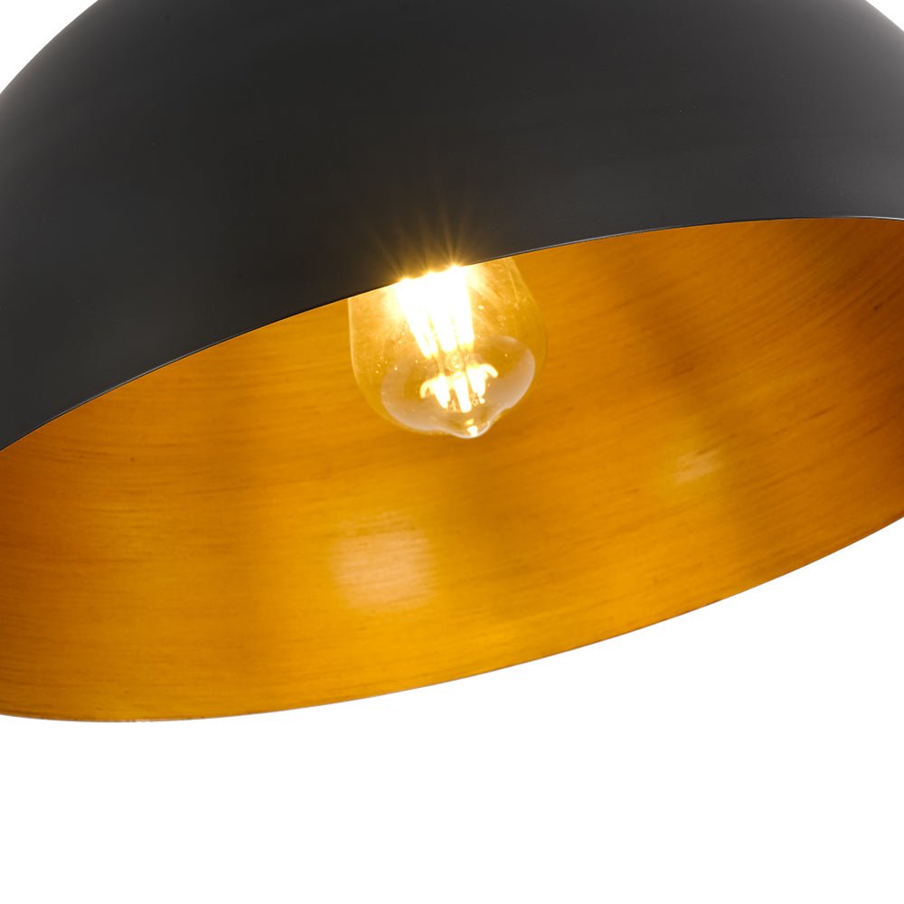 Black and Gold Ceiling Light Dome Shade Flush Mount 1-Light Indoor Fixture