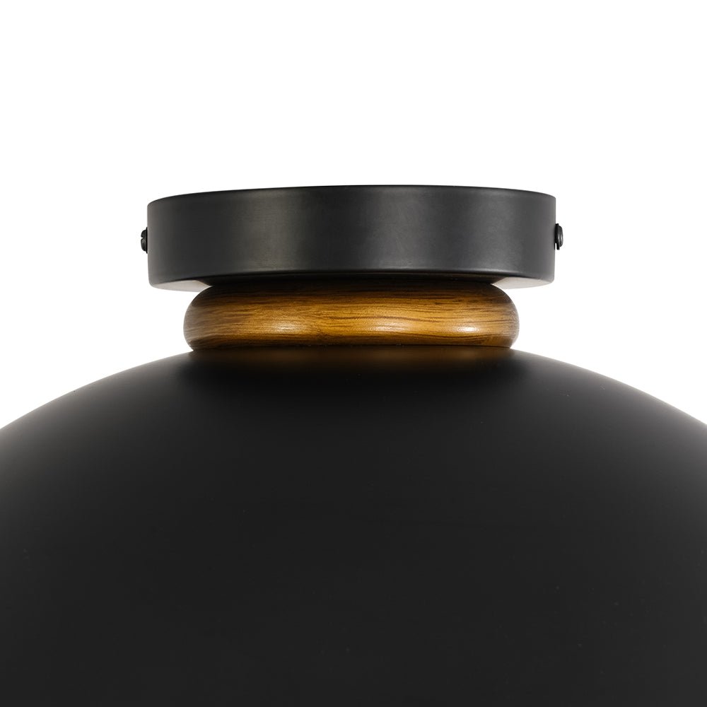 Black and Gold Ceiling Light Dome Shade Flush Mount 1-Light Indoor Fixture