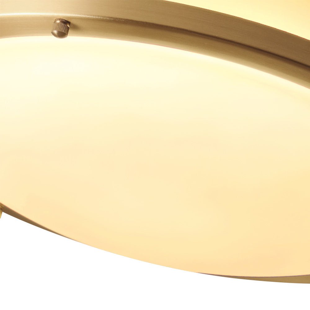 Brass Ceiling Light Round Double Ring White Glass Bowl Flush Mount Hallway Fixture