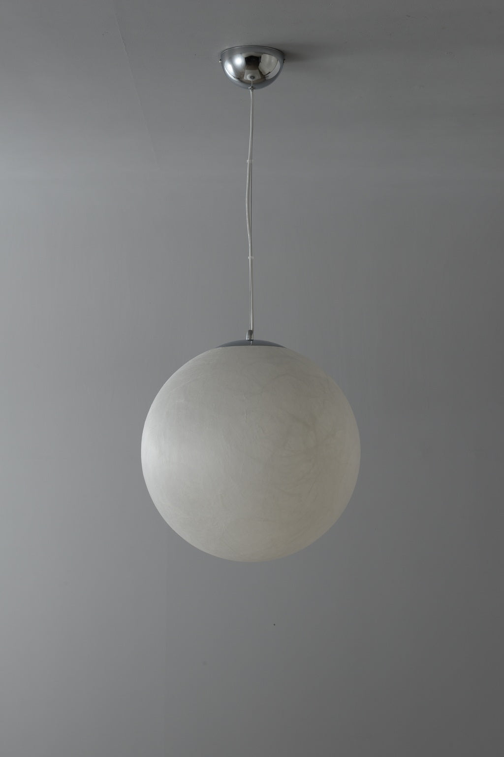 Natural mulberry silk globe pendant real photograph alternate complete switched off view