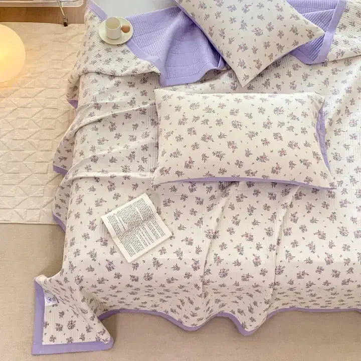 Purple Floral Bedding Set (3 Pcs)