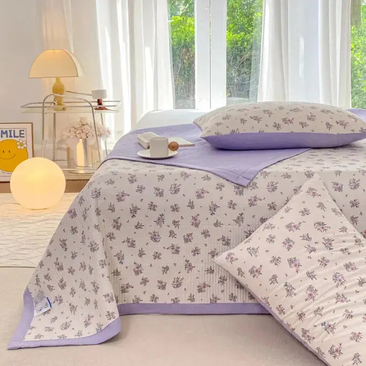 Purple Floral Bedding Set (3 Pcs)