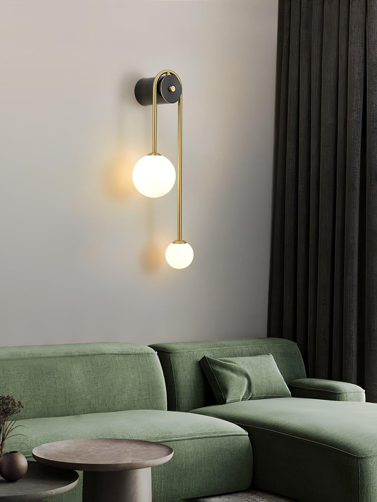 Small glass shade close-up on Alcoutim offset sconce