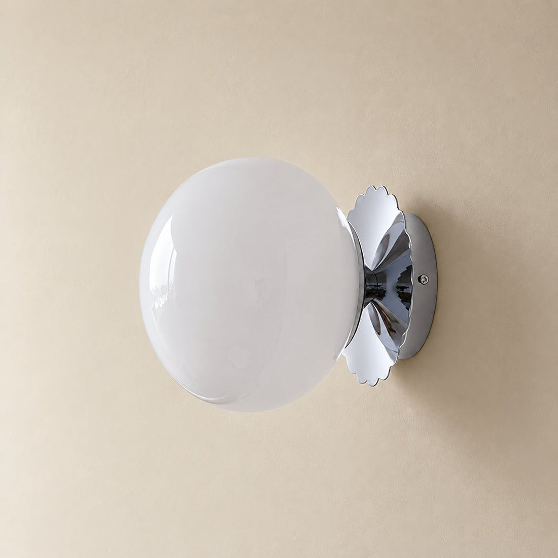 Glass Wall Sconce Globe Shade Convertible Mount Scalloped Backplate Indoor Lighting