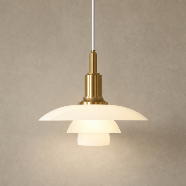 Glass Pendant Lights 3-Tier Opal Shade Brass Finish Ceiling Hanging Dining Room