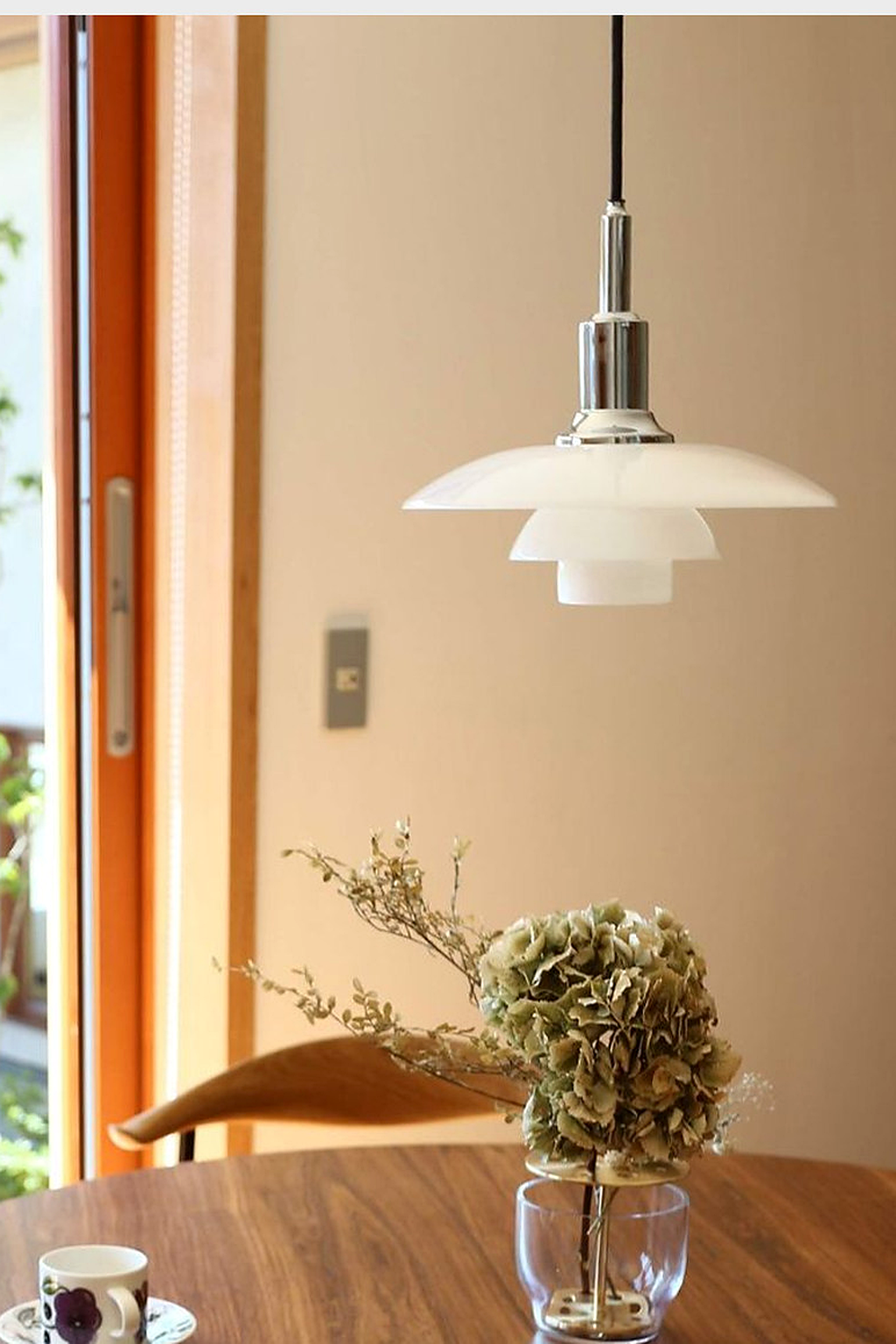 Three-Tier Opal Glass Pendant Light gallery 02 source daylight chrome