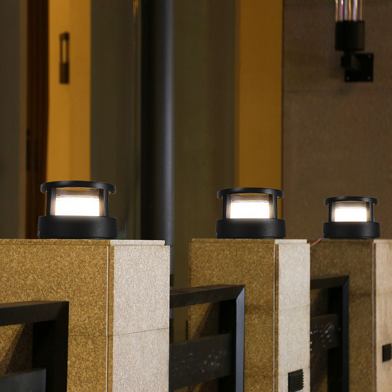 Outdoor LED Lights Aluminium Cylinder Lawn Post Light Waterproof Industrial Garden Pillar Lamp