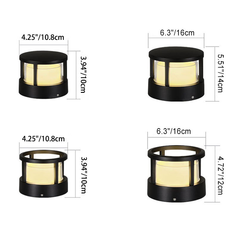 Outdoor LED Lights Aluminium Cylinder Lawn Post Light Waterproof Industrial Garden Pillar Lamp