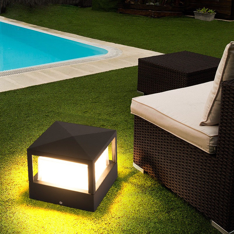 Outdoor LED Lights Aluminium Cylinder Lawn Post Light Waterproof Industrial Garden Pillar Lamp